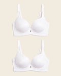 2-Pack High Profile Back Smoothing Bras with Soft Full Coverage Cups