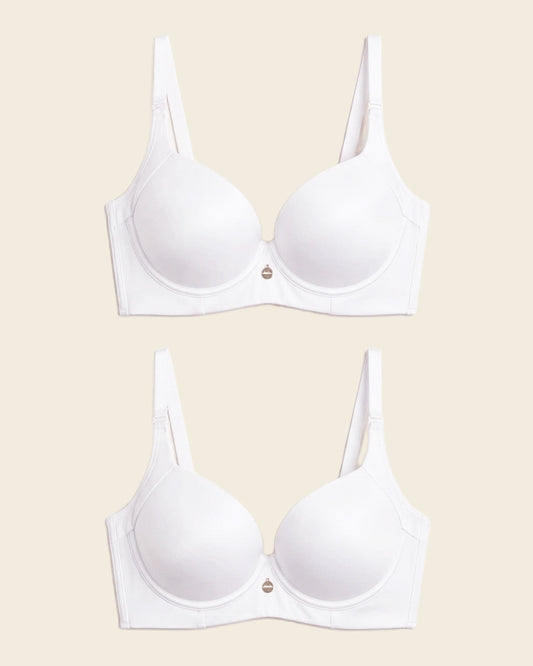 2-Pack High Profile Back Smoothing Bras with Soft Full Coverage Cups