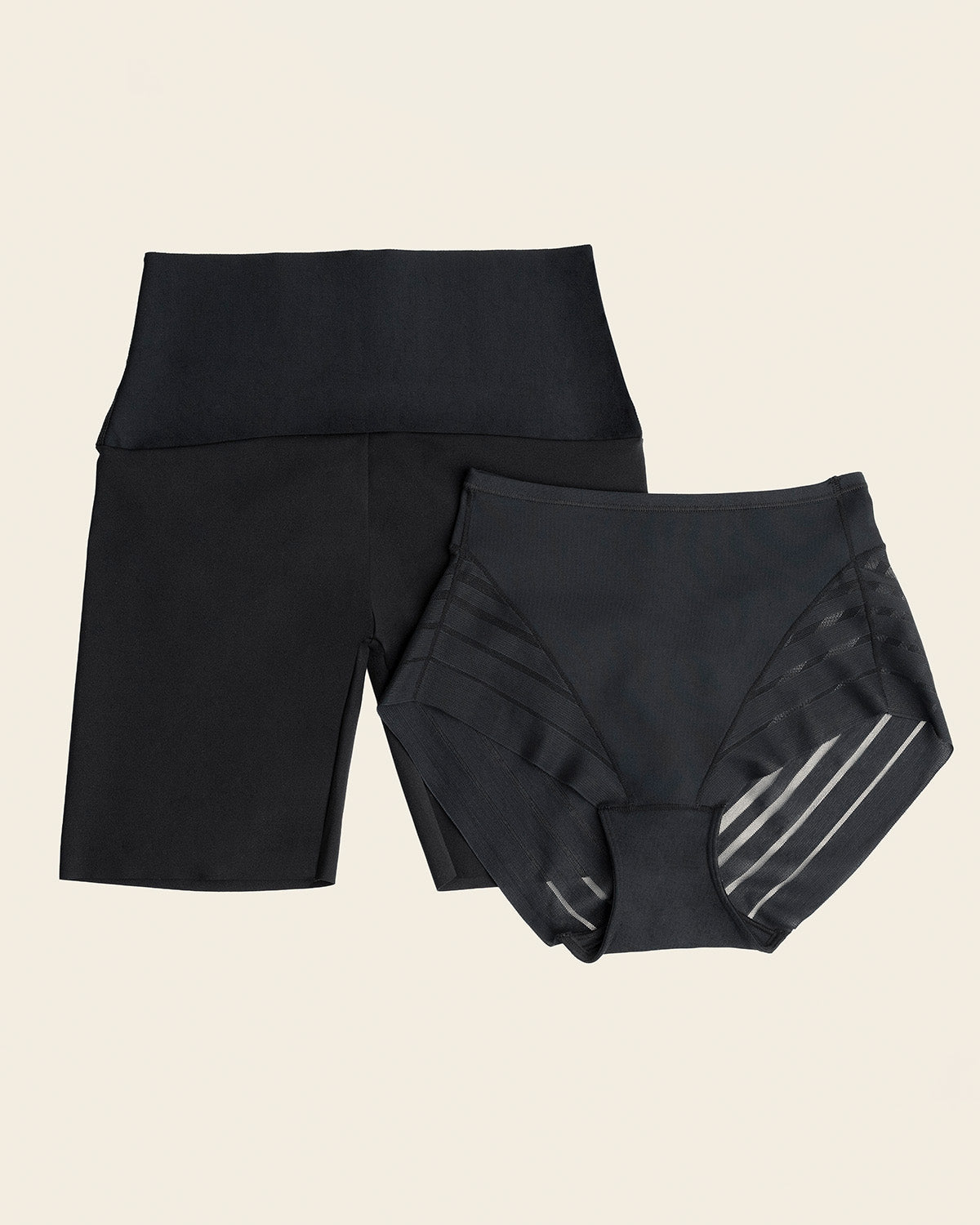 PowerStay Short & Stripe Undetectable Panty Bundle in Black
