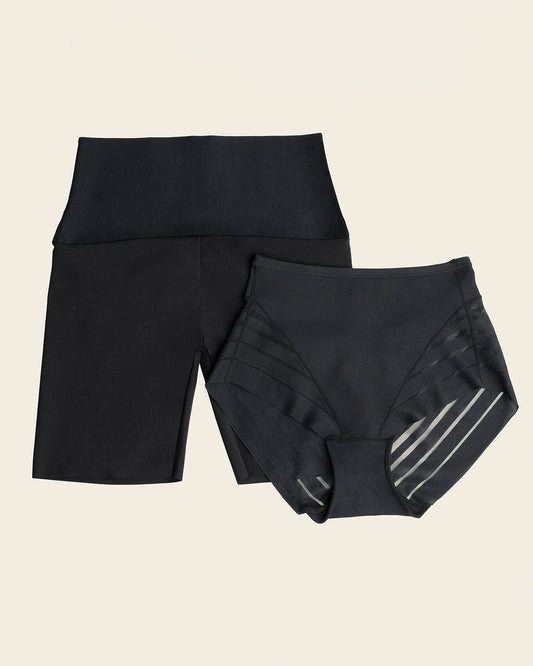 PowerStay Short & Stripe Undetectable Panty Bundle in Black