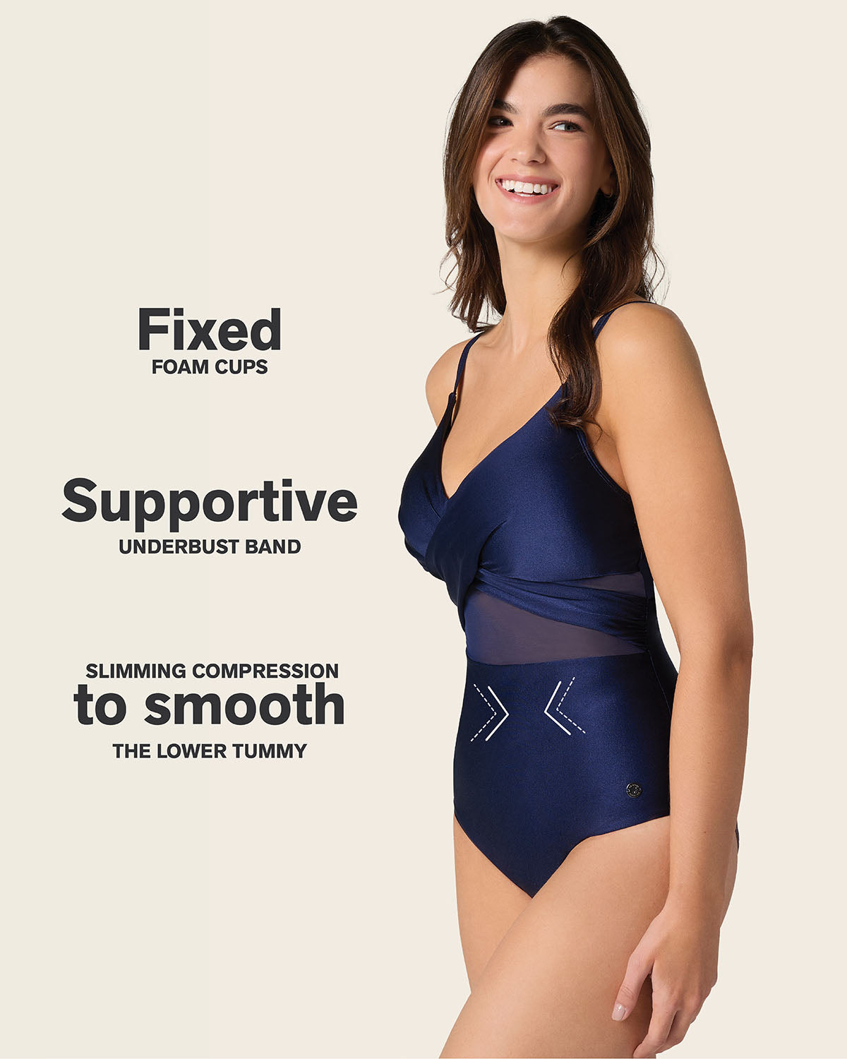 One Piece Swimsuit with Criss Cross Neckline and Tulle
