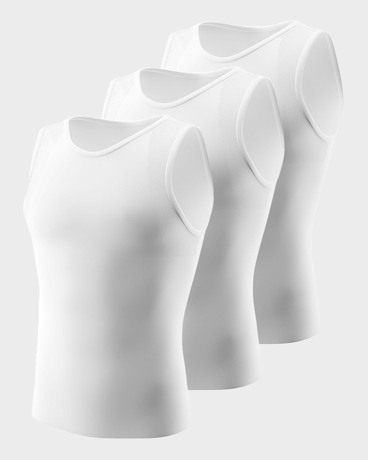 3-Pack of Stretch Cotton Moderate Compression Shaper Tanks with Mesh Cutouts