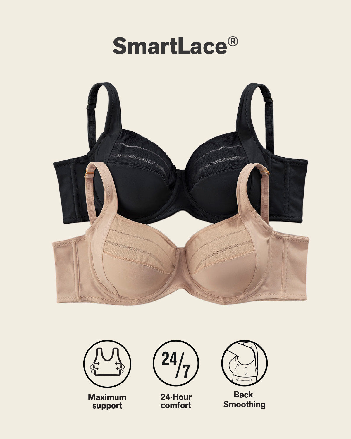Lace Stripe Natural Support Classic Bra