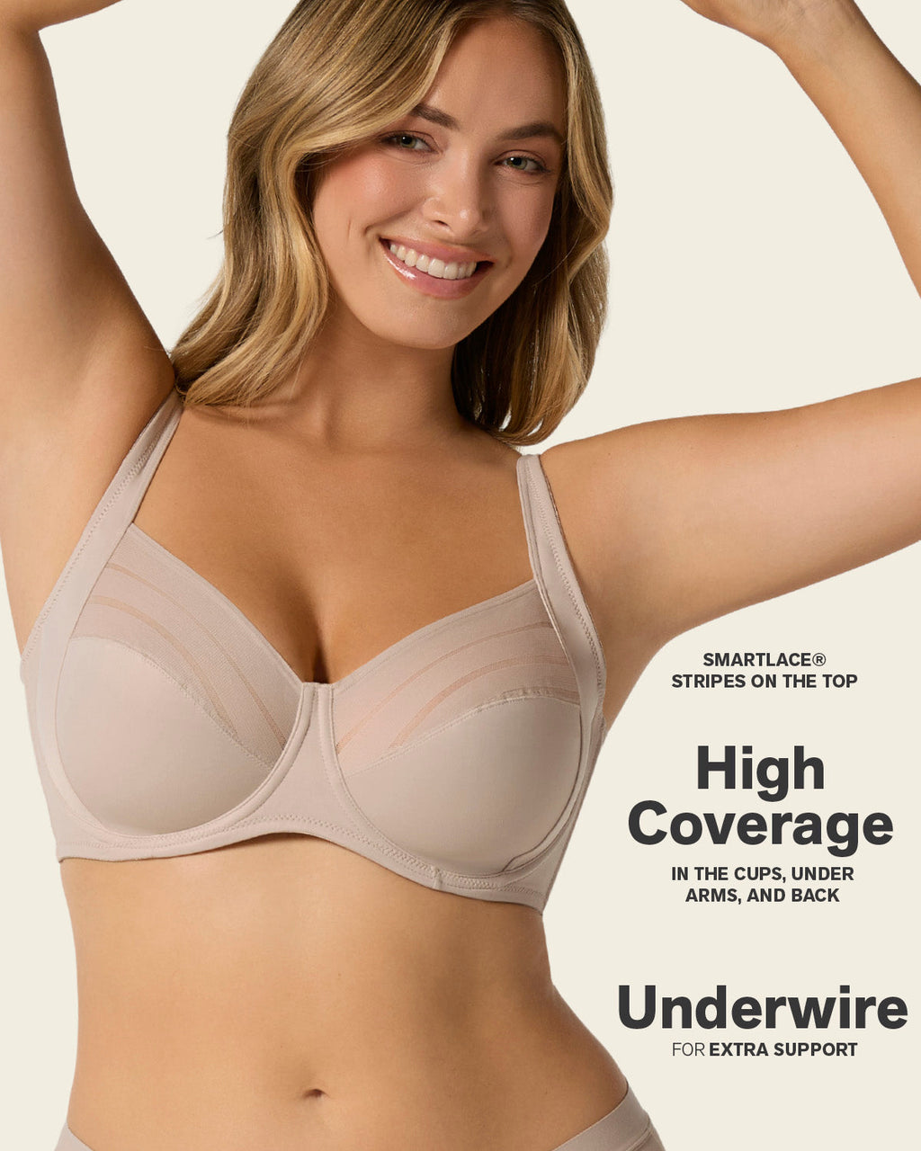 Lace Stripe Natural Support Classic Bra