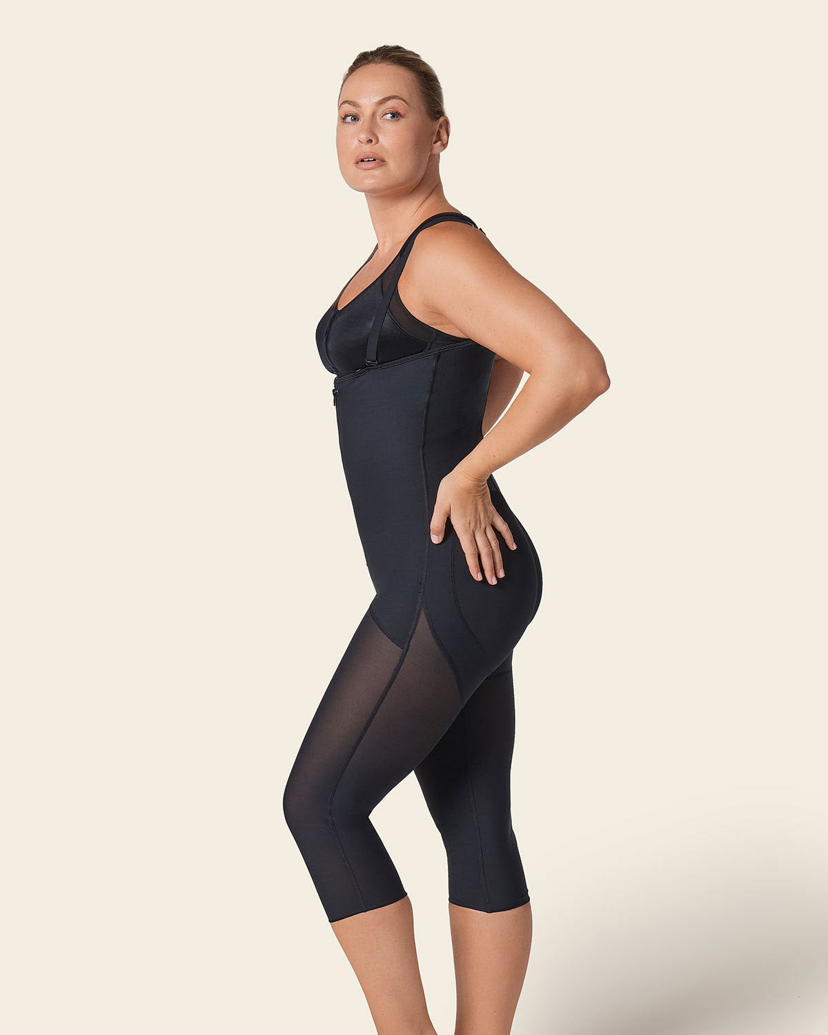 Post-Surgical Calf-Length Girdle, Front Hook-And-Zip Closure