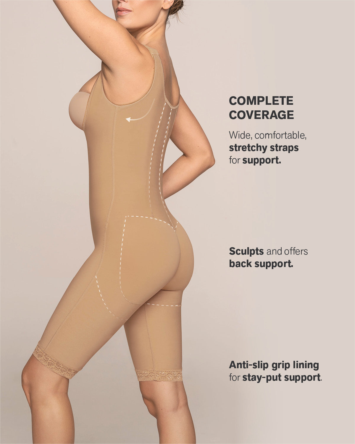 Post-Surgical Short Bottom Girdle with Front Hook-and-Zip Closure, Wide Straps